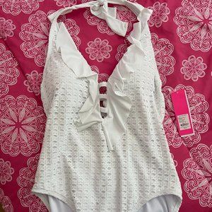 Lilly White One Piece Crochet Bathing Suit